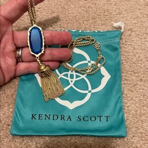 Kendra Scott Gold Necklace with Blue Pendant